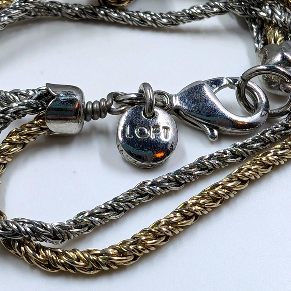 Loft Signed Dual Tone Extra Long Knotted Sparkle Chain Necklace - Picture 4 of 4